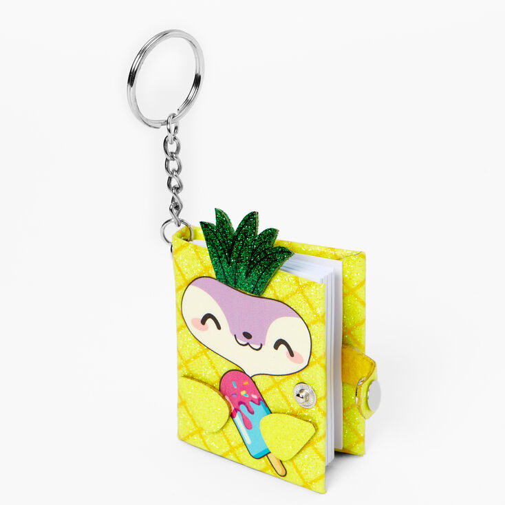 Glitter Pineapple Costume Chipmunk Mini Diary Keychain,