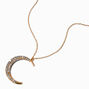Gold-tone Pav&eacute; Crescent Moon Long Pendant Necklace,