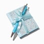 Kit cadeau stylo et mini cahier bling-bling bleu,