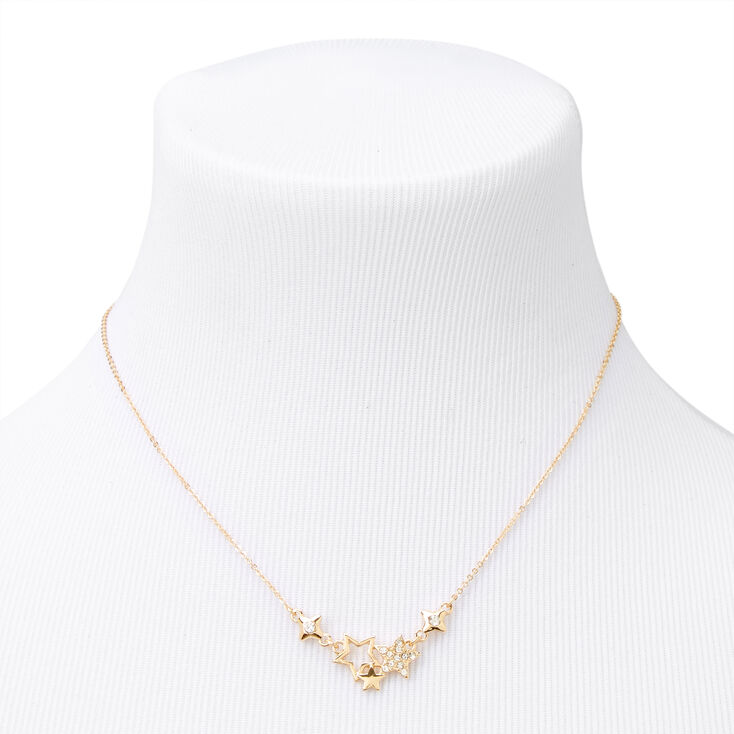 Gold Rhinestone Star Clusters Necklace &amp; Earring Set - 2 Pack,