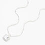 Silver-tone Cubic Zirconia Square Halo Pendant Necklace,