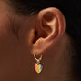 Rainbow Heart Charm Huggie Hoop Earrings,