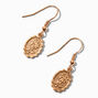 Gold Floral Seal 1&quot; Drop Earrings,
