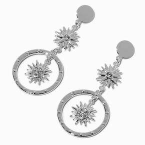 Silver-tone Celestial Sun Drop Earrings,