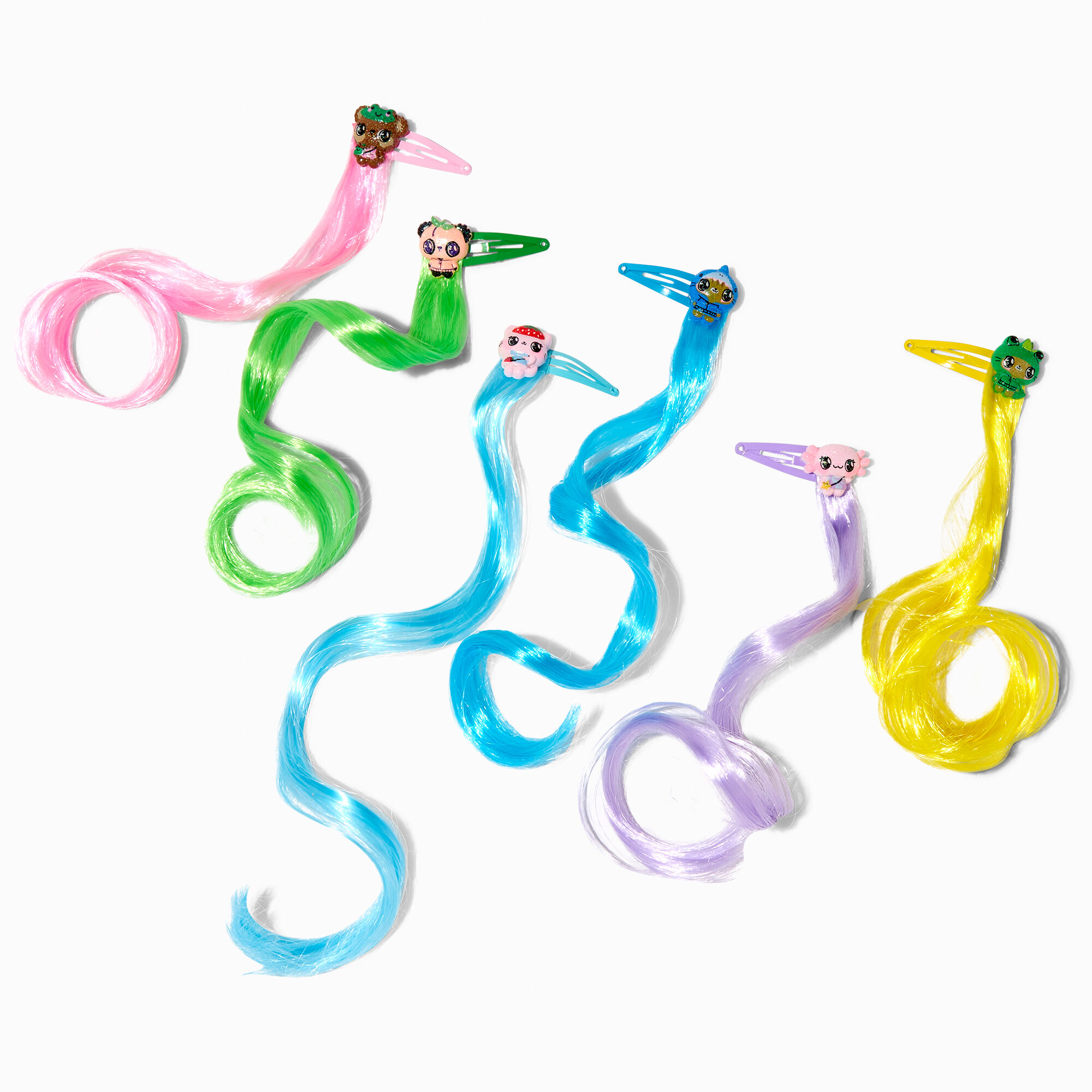 Claire's Club Faux Hair Curly Critter Snap Hair Clips - 6 Pack,