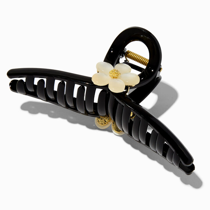 White Flower Black Hair Claw,