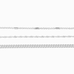 Claire&#39;s Recycled Jewelry Silver-tone Mixed Chain Bracelets - 3 Pack,