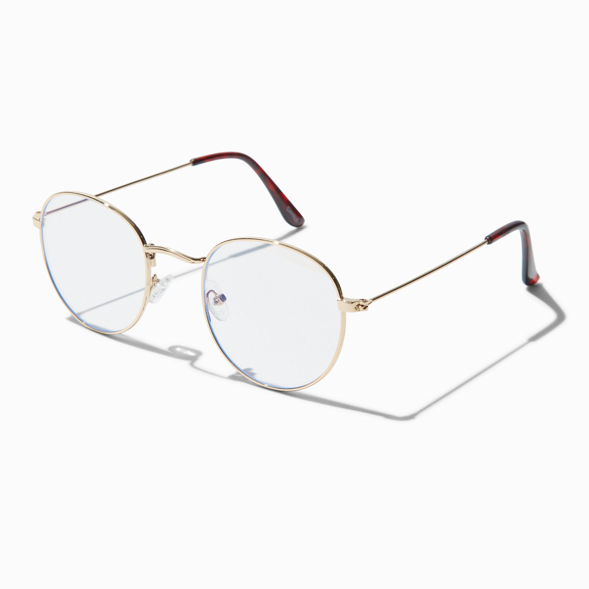 Solar Blue Light Reducing Gold Metal Oval Clear Lens Frames,