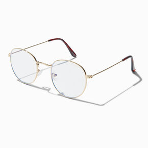Solar Blue Light Reducing Gold Metal Oval Clear Lens Frames,
