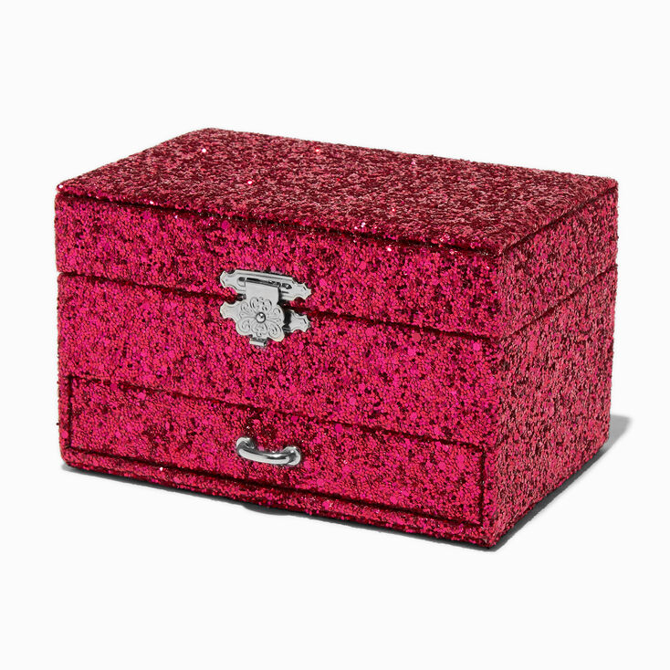 Claire&#39;s Club Fuchsia Glitter Jewellery Box,