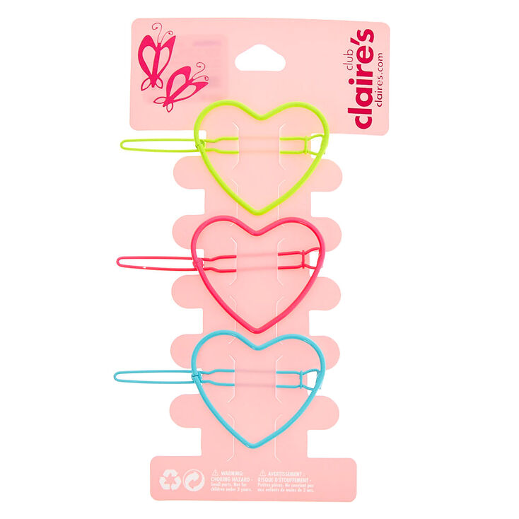 Claire's Barrettes fluo motif cœur Club Claire's - Lot de 3