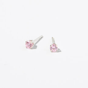 Claire&#39;s Exclusive Platinum 3mm Pink Cubic Zirconia Studs Ear Piercing Kit with Ear Care Solution,