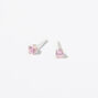Claire&#39;s Exclusive Platinum 3mm Pink Cubic Zirconia Studs Ear Piercing Kit with Ear Care Solution,