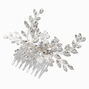 Silver Rhinestone Floral Spray Hair Comb,