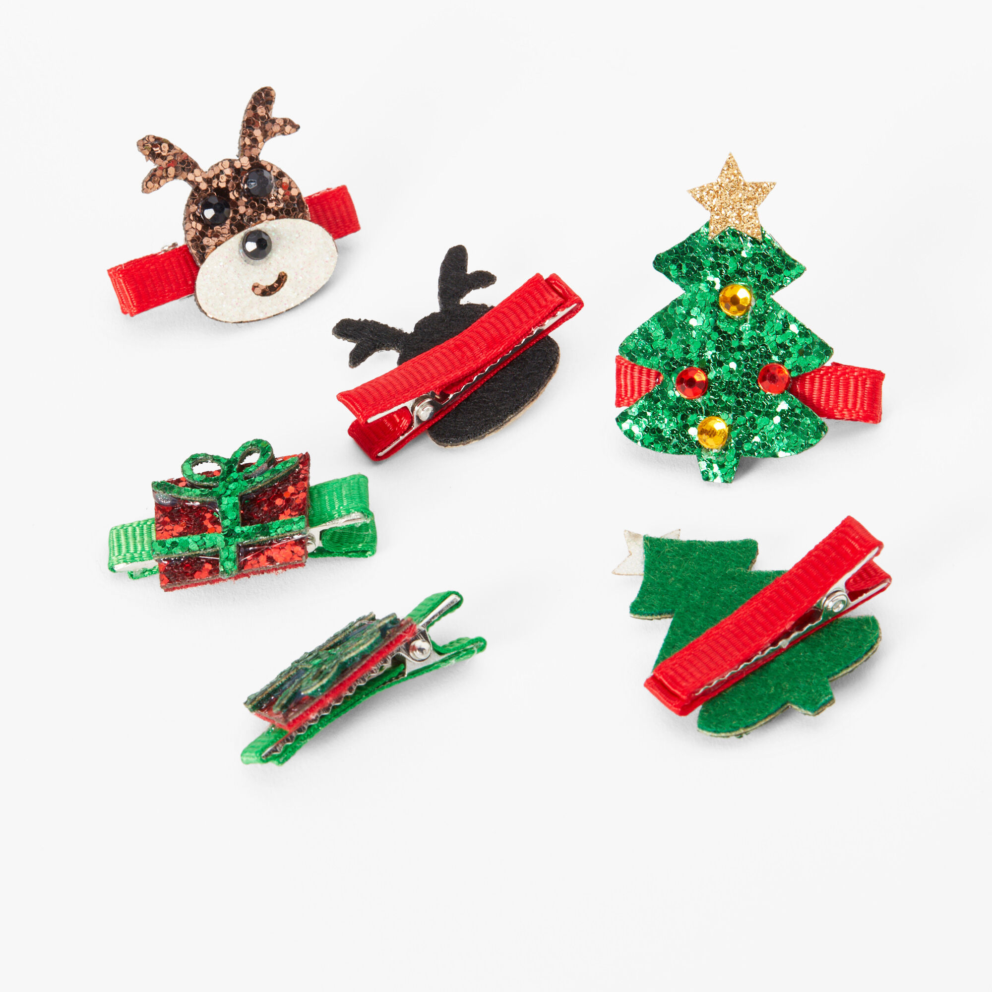 Christmas Glitter Icons Hair Clips - 6 Pack,