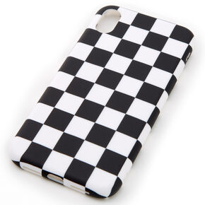 Black &amp; White Checkered Phone Case - Fits iPhone XR,