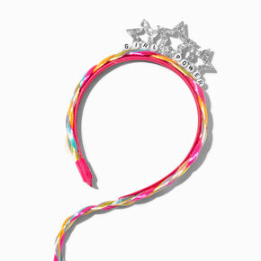 Serre-t&ecirc;te avec cheveux synth&eacute;tiques arc-en-ciel &laquo;&nbsp;Girl Power&nbsp;&raquo; Claire&#39;s Club,