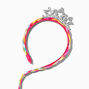 Claire&#39;s Club &quot;Girl Power&quot; Rainbow Faux Hair Headband,