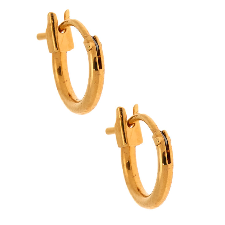 18ct Gold Plated 10MM Hinge Hoop Earrings,