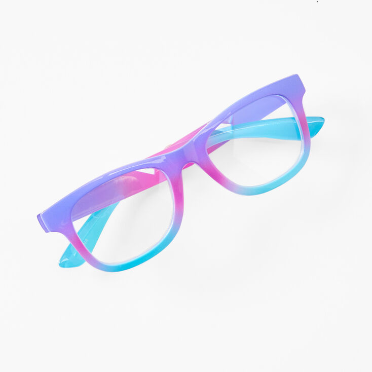 Claire&#39;s Club Solar Blue Light Reducing Clear Lens Pastel Ombre Frames,