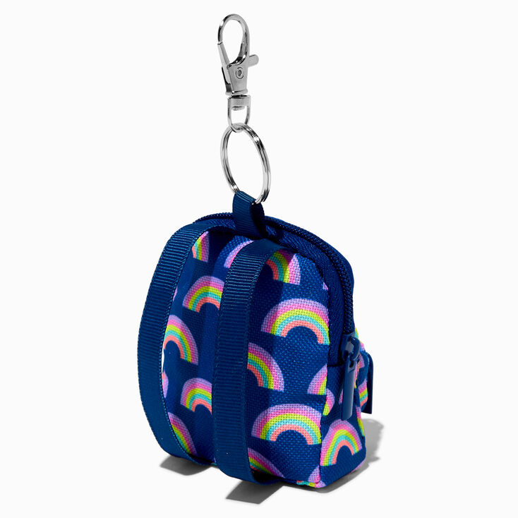Navy Rainbow Mini Backpack Keychain,