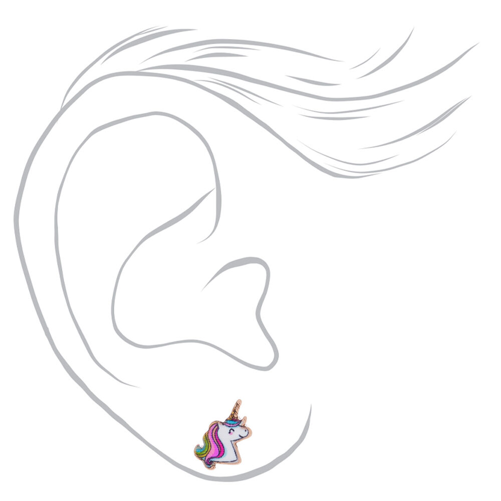 18kt Rose Gold Plated Miss Glitter the Unicorn Stud Earrings,