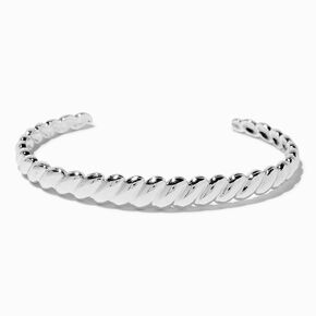 Silver-tone Braided Woven Cuff Bracelet,