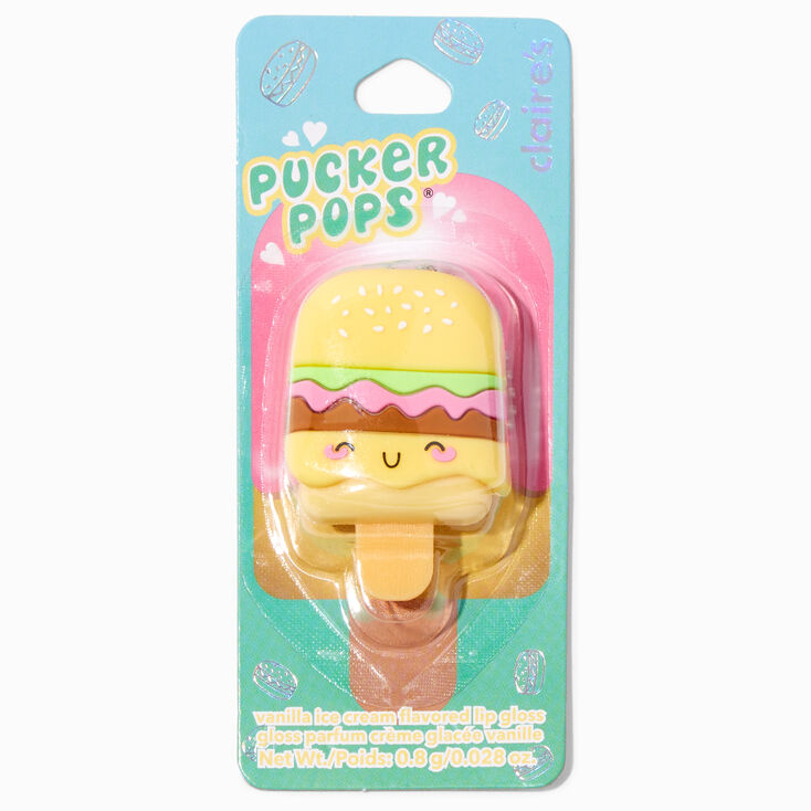 Pucker Pops&reg; Cheeseburger Lip Gloss - Vanilla Ice Cream,
