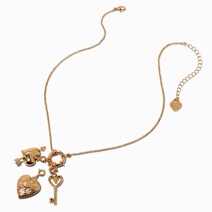 T H E M E x Claire&#39;s Heart Locket Gold-tone Rope Chain Charm Necklace,