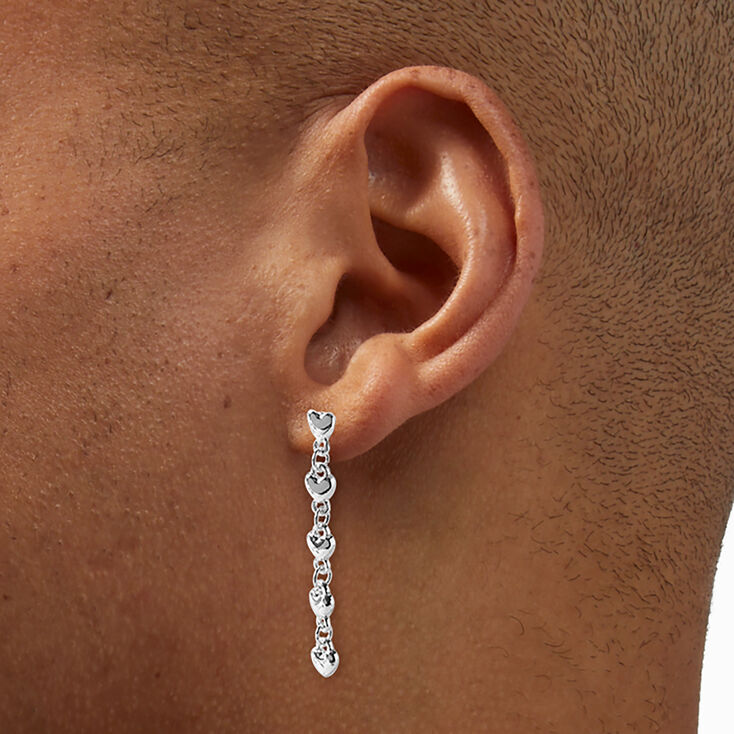 Silver-tone Bubble Heart Earring Stackables Set - 3 Pack,