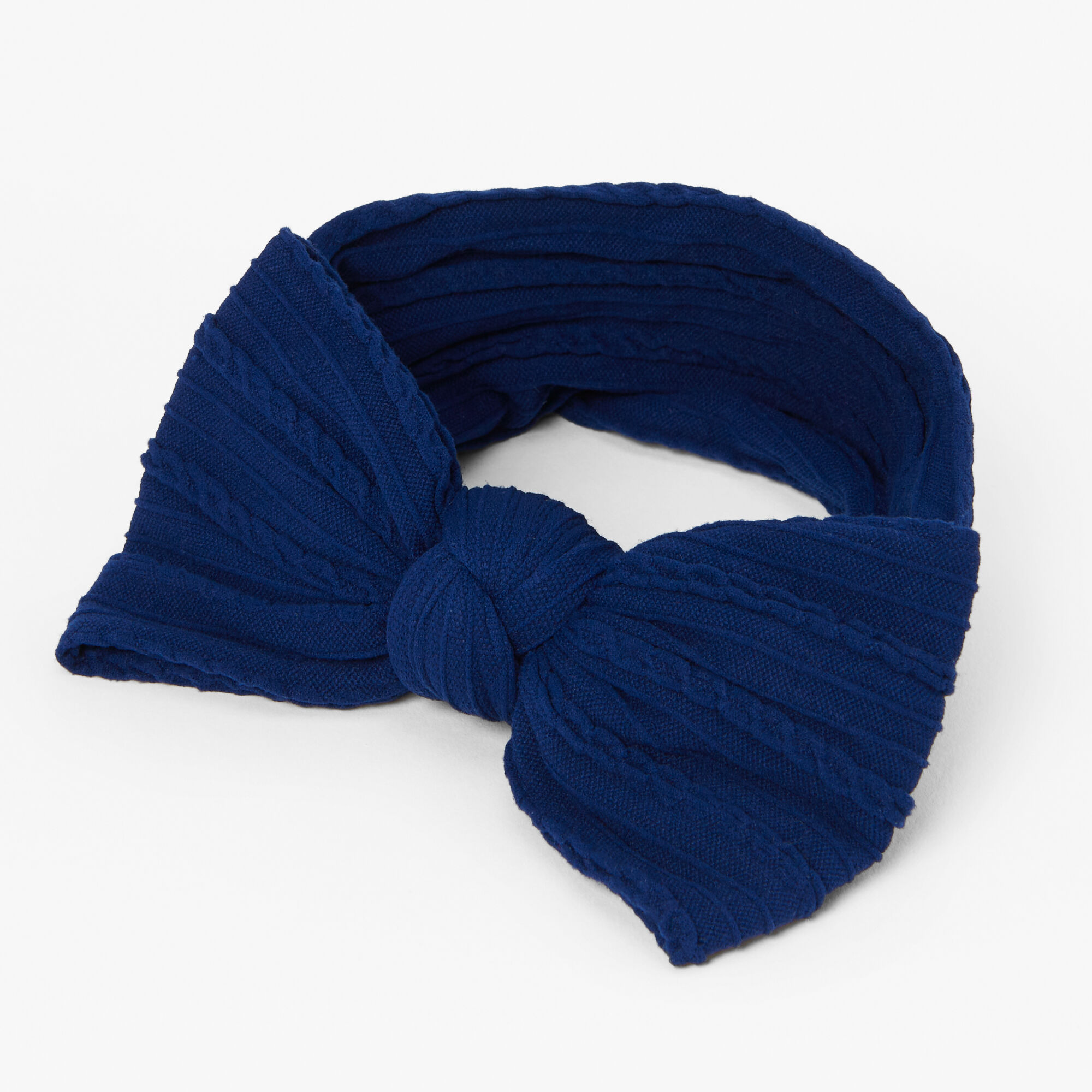 View Claires Club Nylon Ribbed Bow Headwrap Navy Blue information