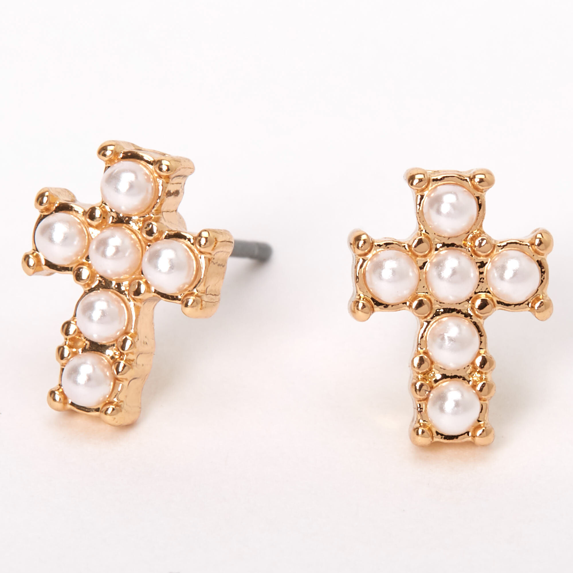 Cross shop pearl earrings