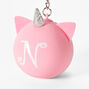 Porte-cl&eacute;s balle anti-stress licorne &agrave; initiale - Rose, N,