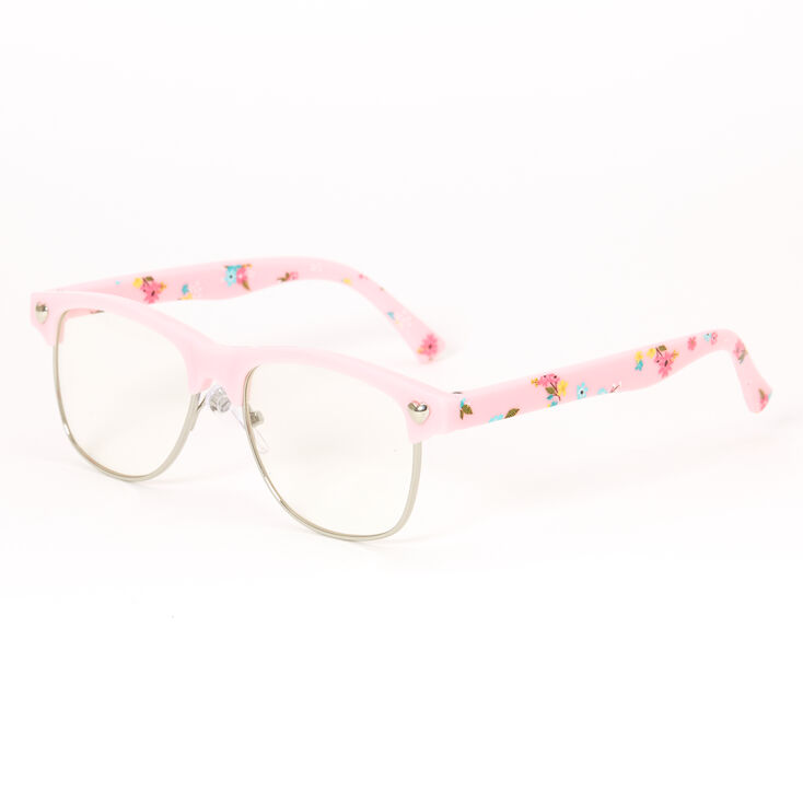 Claire&#39;s Club Retro Floral Clear Lens Frames - Pink,