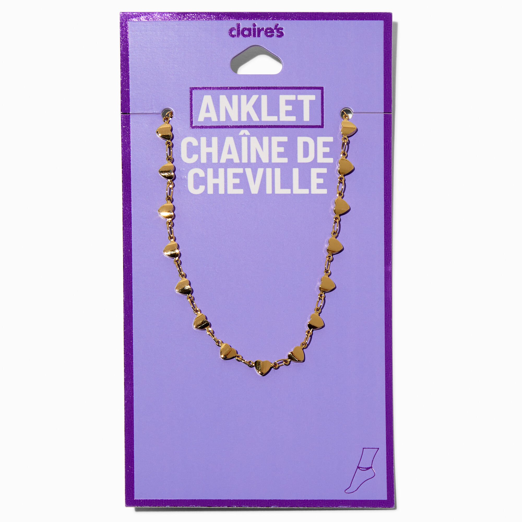 Gold-tone Multi Heart Chain Anklet,
