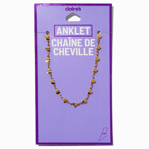 Bracelet de cheville cha&icirc;ne multi-c&oelig;urs couleur dor&eacute;e,