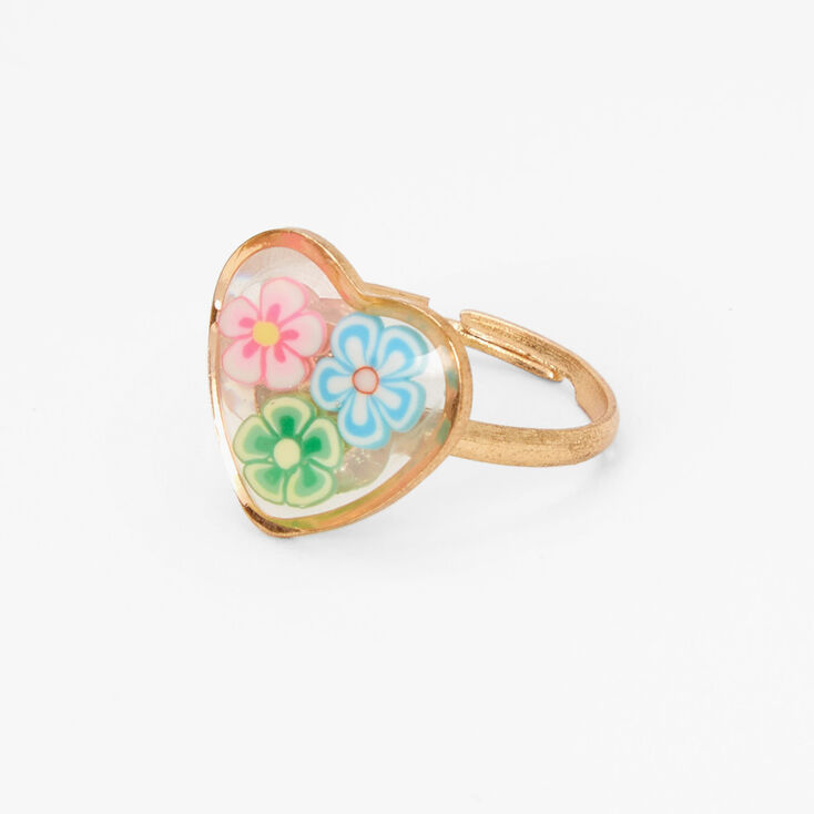 Rose Gold Flowers Heart-Shaped Ring,