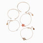 Bracelets de cha&icirc;ne et manchette orange et couleur dor&eacute;e - Lot de 5,