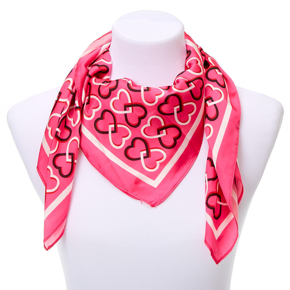 Square Heart Fashion Scarf - Pink,