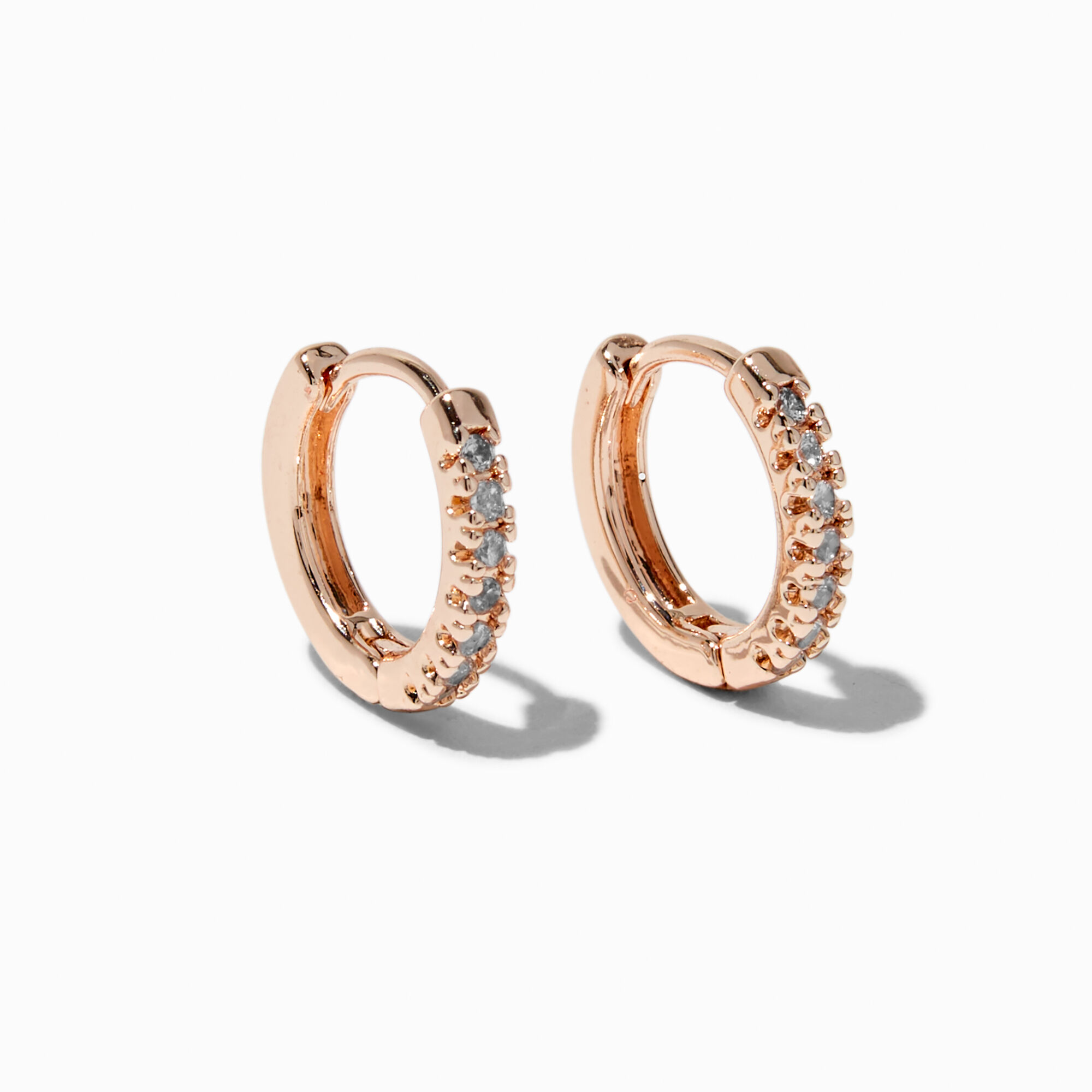 View Claires Tone 10MM Cubic Zirconia Hoop Earrings Rose Gold information