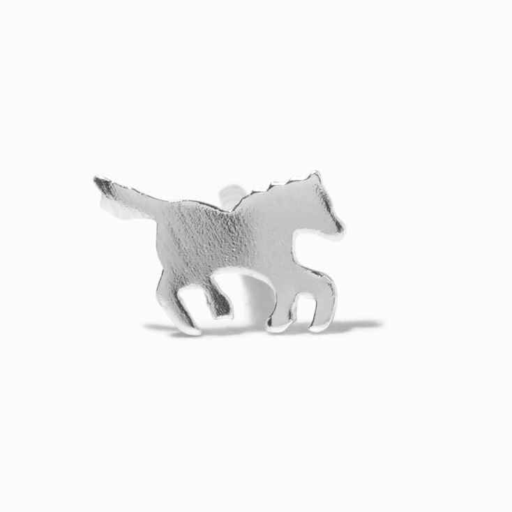Sterling Silver One Horse Stud Earring,