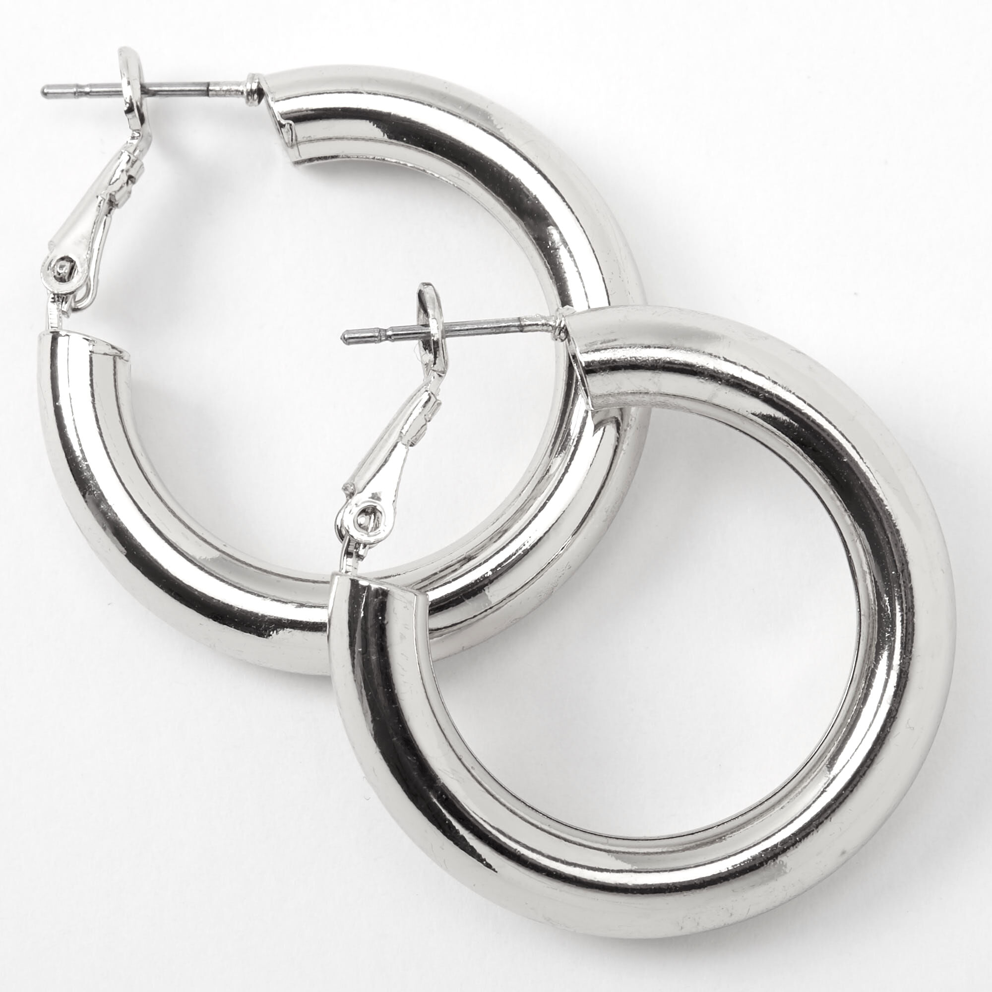 Silver-tone 30mm Tube Hoop Earrings,