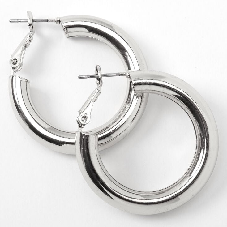 Silver 30MM Tube Hoop Earrings,