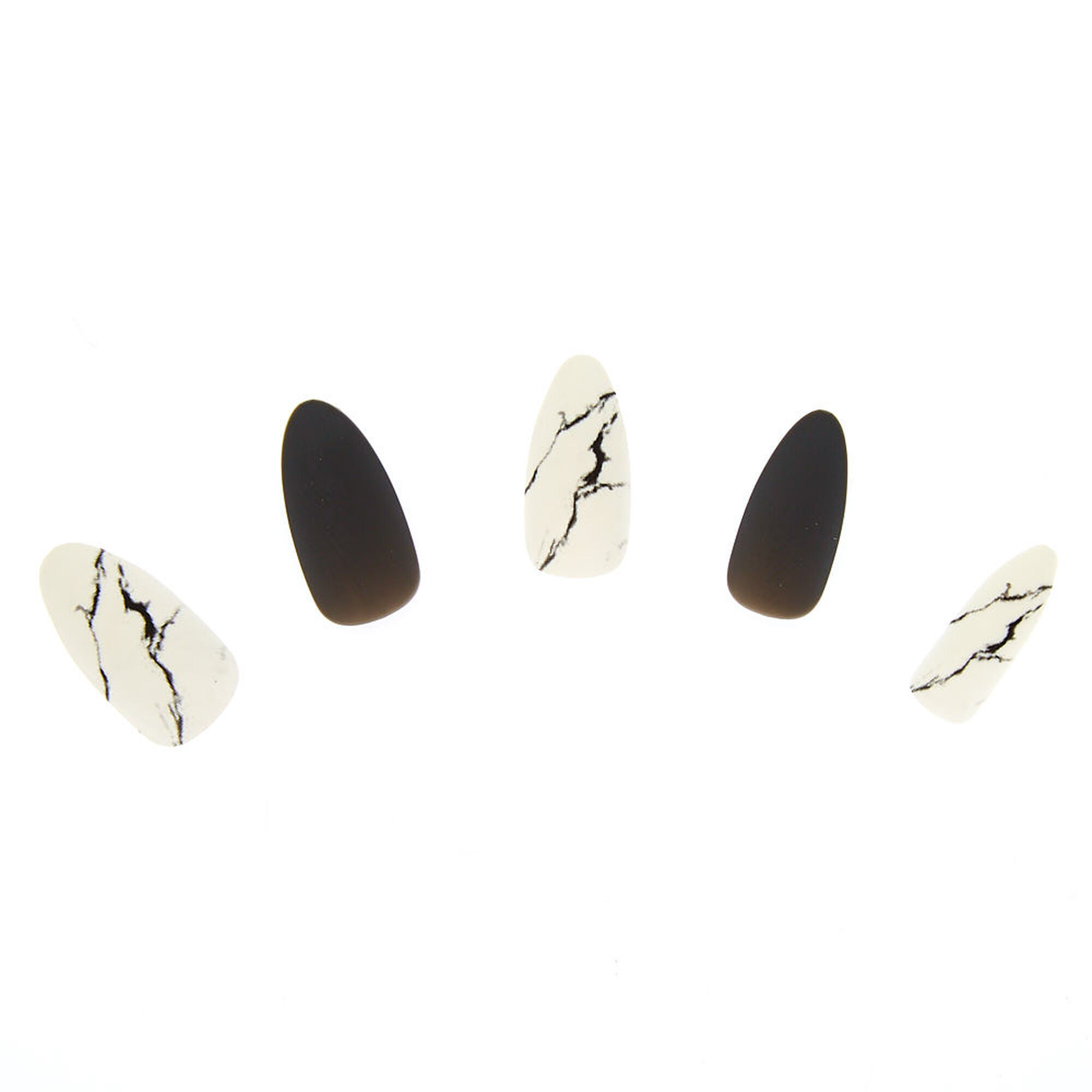 Matte Marble Stiletto Faux Nail Set - Gray, 24 Pack,