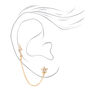 Gold Lightning Star Connector Chain Stud Earrings,