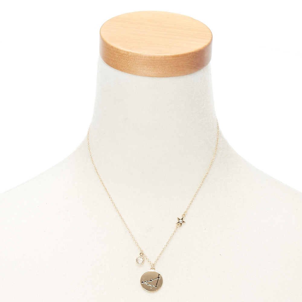 Gold Zodiac Pendant Necklace - Capricorn,