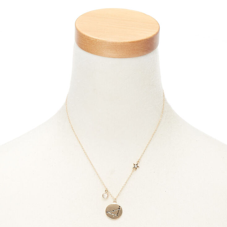 Gold Zodiac Pendant Necklace - Capricorn,