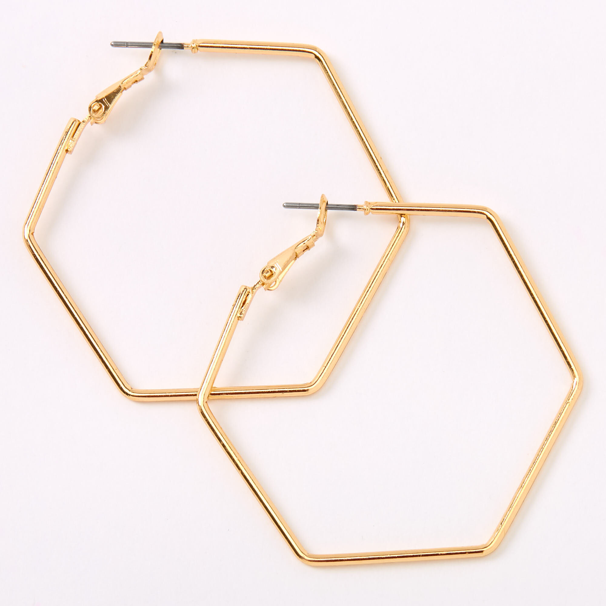 Hexagon hoop clearance earrings gold
