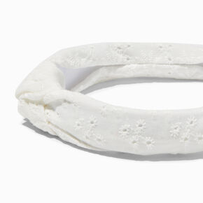 Claire&#39;s Club White Eyelet Knotted Bow Headband,