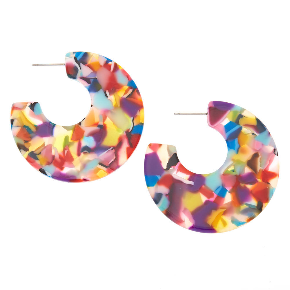 45MM Rainbow Resin Half Hoop Earrings